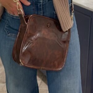 Anthropologie Dark Brown Leather Messenger Bag